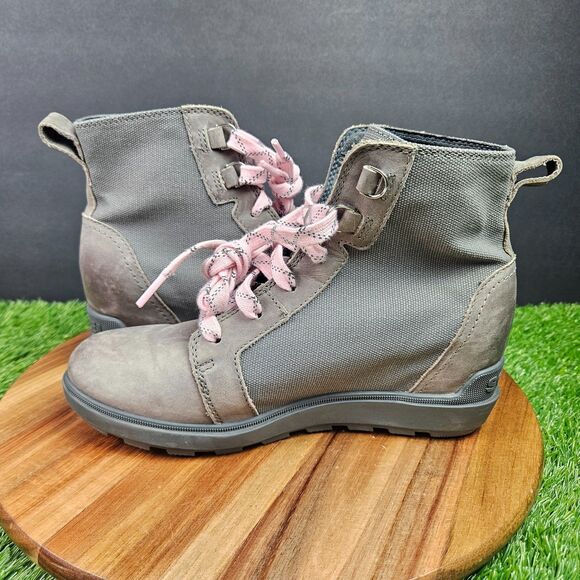 Sorel Evie II Boots Women's 7.5 Gray Leather Hidden Wedge Waterproof Ankle Boots - Picture 7 of 11